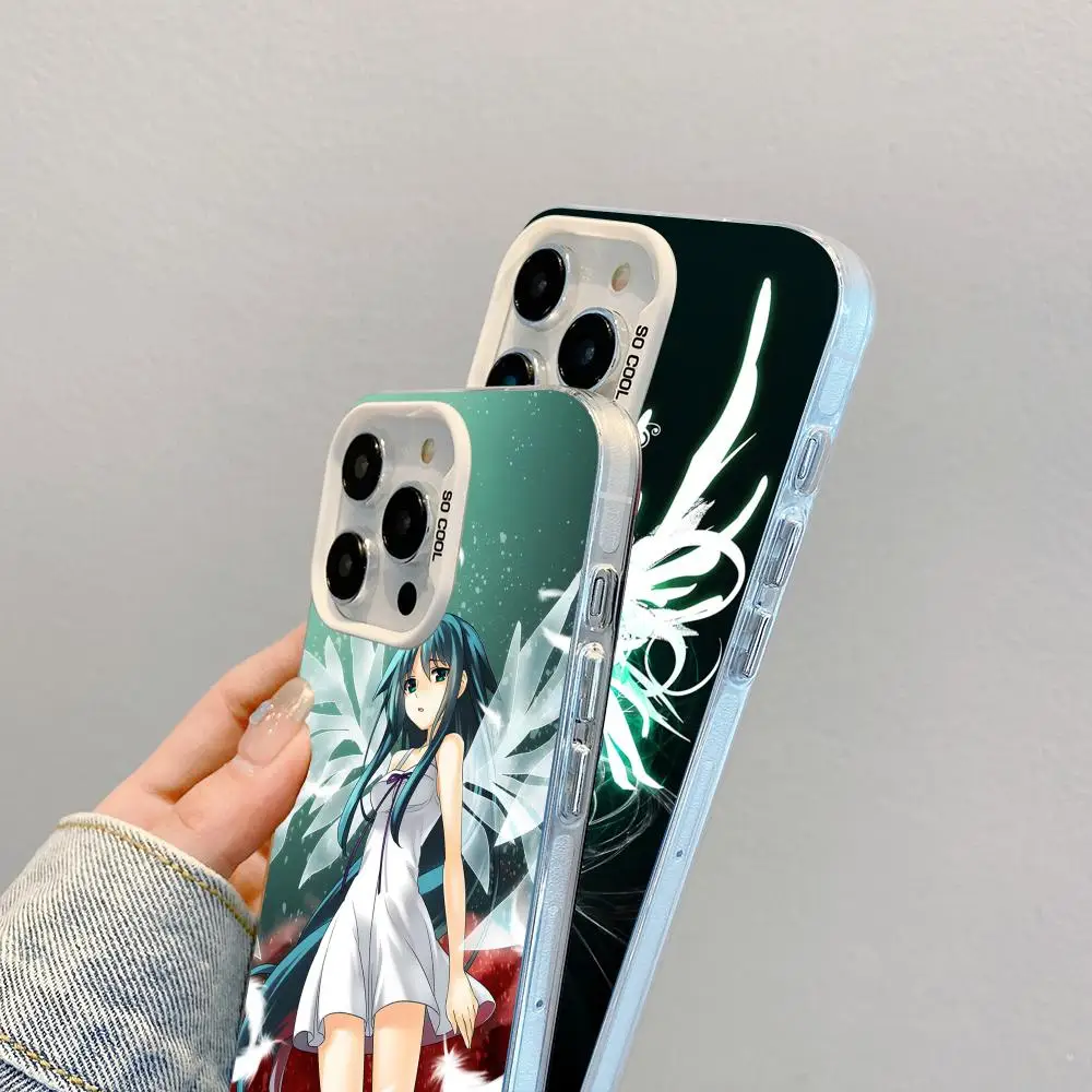 Saya no Uta حافظة هاتف محمول لهاتف آيفون 17 16 15 14 13 12 11 X XR XS 8 7 Pro Max Plus غطاء أبيض شفاف هاتف ذكي فاخر