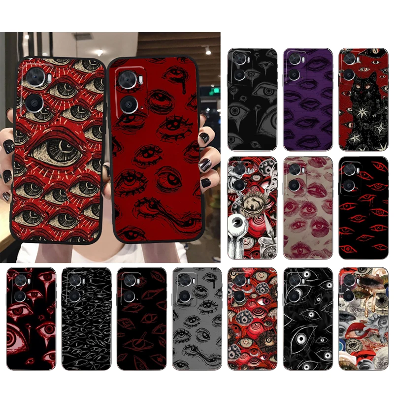 Scary Face Eyes Phone Case For OPPO A77 A57S A96 A91 A54 A74 A94 A73 A78 A53S A54S A15 A16 A17 A52 A58X A98 Shell