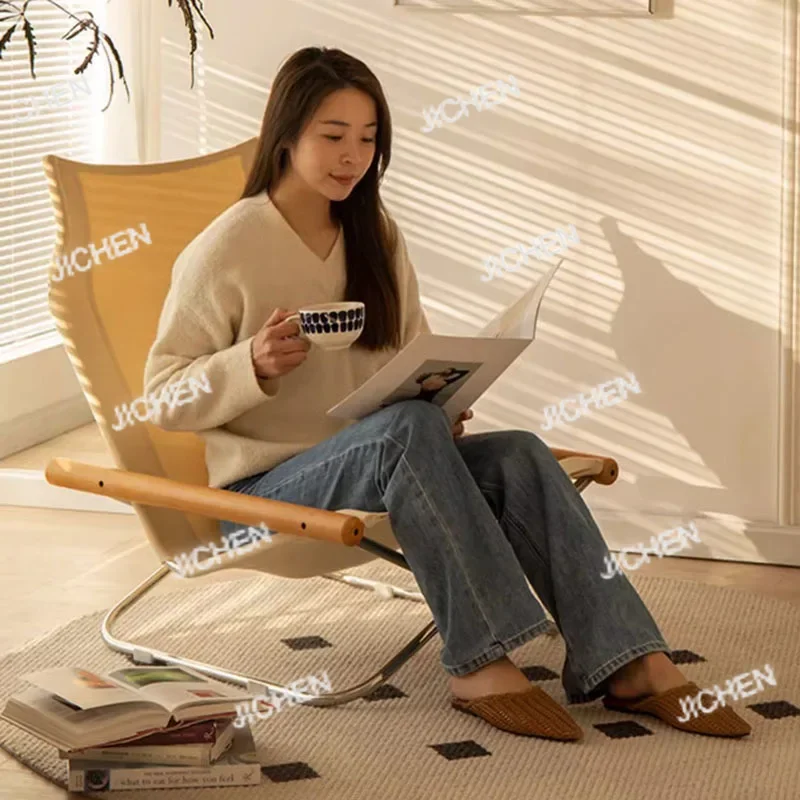 

HSPortable Folding Chair Nordic Camping Lounge Dining Balcony Armchair Decorative Living Room Replica Restaurant Furniture