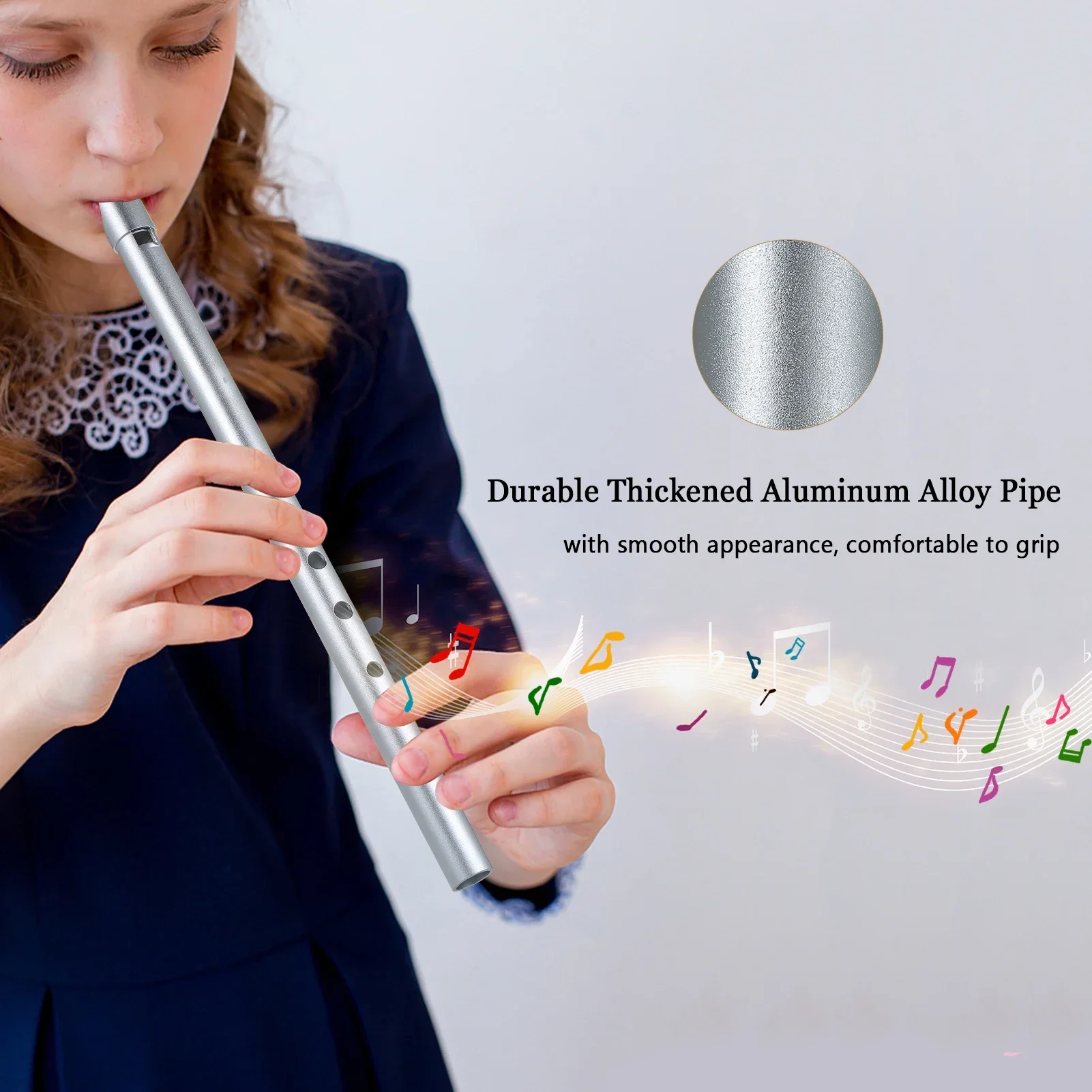 Irish Whistle Traditional Tin Penny Whistle 6 Holes Flute Wind Music Instrument for Beginners Intermediates &Experts- Key of C/D