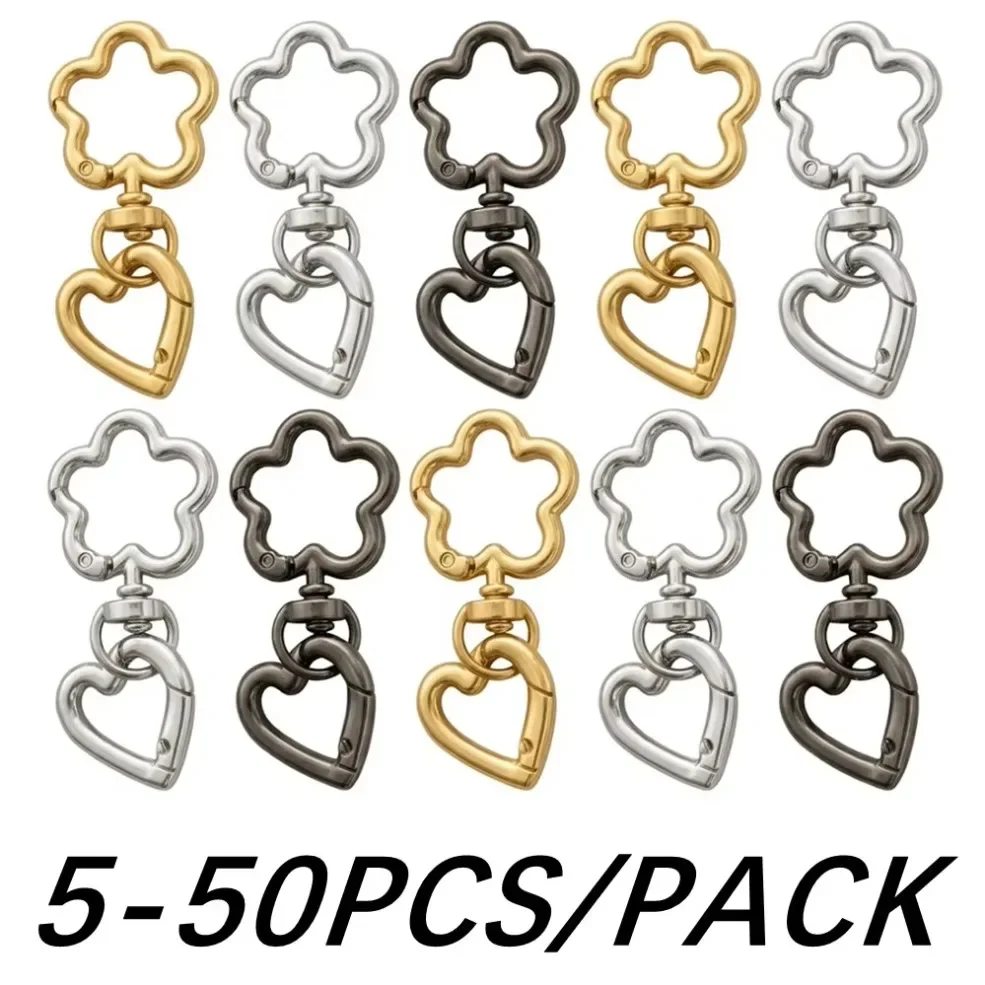 50/5 Sets Flower Metal Lobster Claw Clasps Swivel Lanyards Trigger Snap Hooks Strap Connector for Bag Key Chains Rings Jewelry