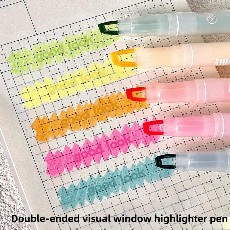 

25/5 Colors Clear View Highlighter Pens Double Tip Soft Light Colors Visible Tip for Marking Office School Supplies Stationery