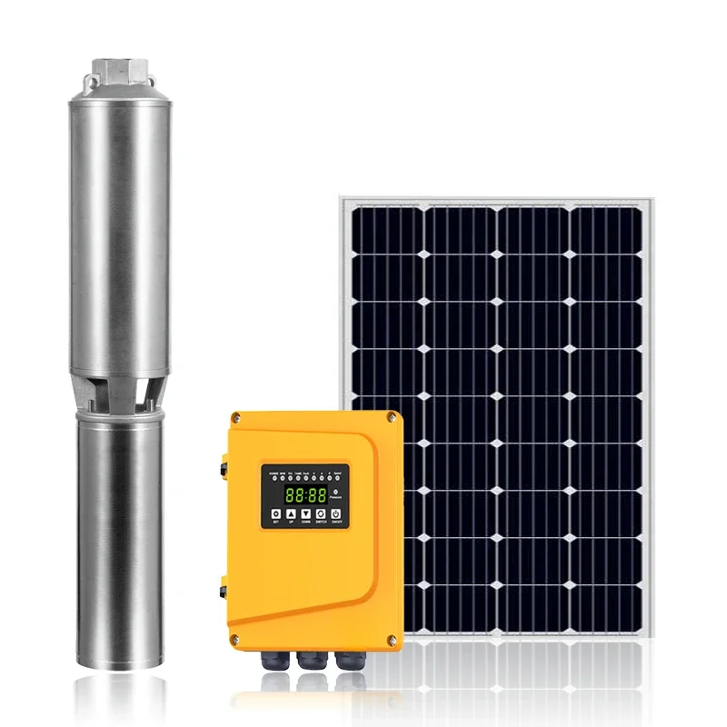 Hybrid solar pump 1HP 1200W solar water pump with MPPT internal controller for farm irrigation