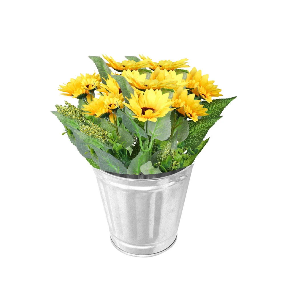 

2 Pcs Desktop Trash Bin Mini Can Garbage Cans Galvanized Planter Small Flowerpot Pots for Indoor Plants Office