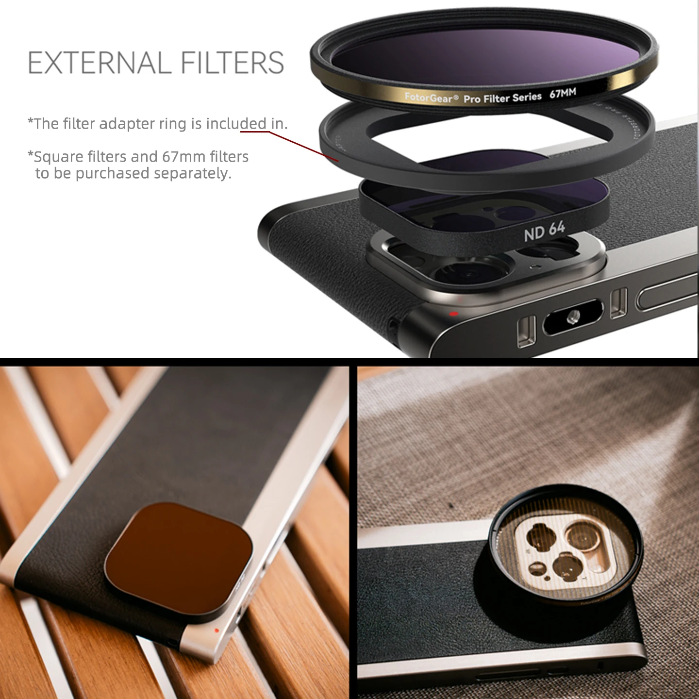FG Fotorgear Retro photography kit, Compatible with iPhone 17 pro with control button Cold Shoe T-mount Filter Adapter 67mm view 5