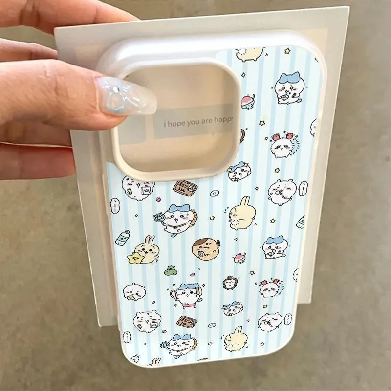 

Chiikawa IPhone Case Cartoon Cute Light Blue Jelly Soft Protection Phone Case Anti Drop 16Pro 15promax Portable Gift Woman Girl
