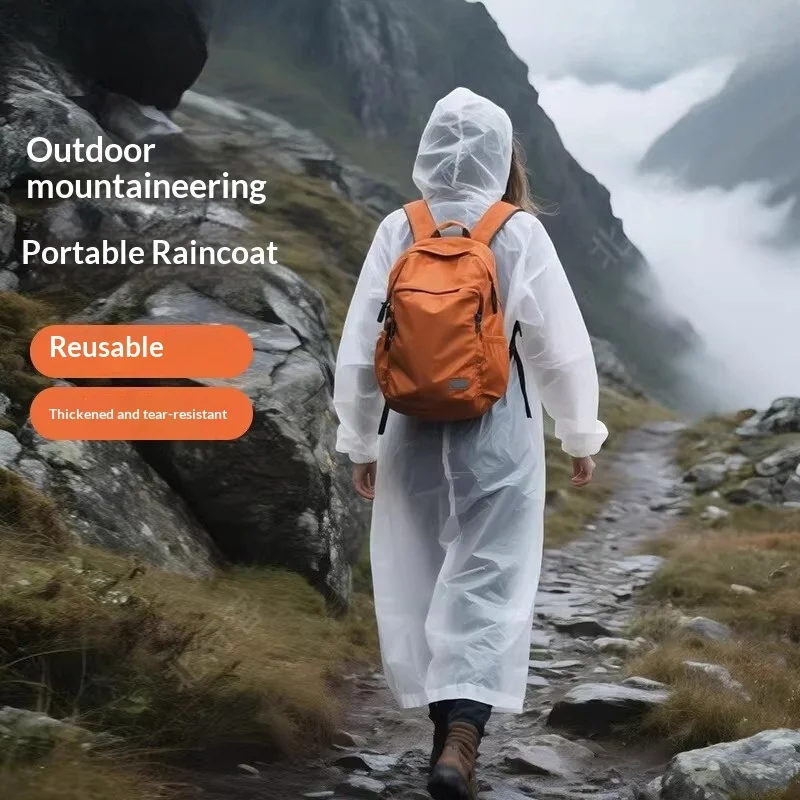 

Portable Disposable Raincoat Adult Long Thick Waterproof Rain Poncho for Outdoor Hiking Travel Huangshan