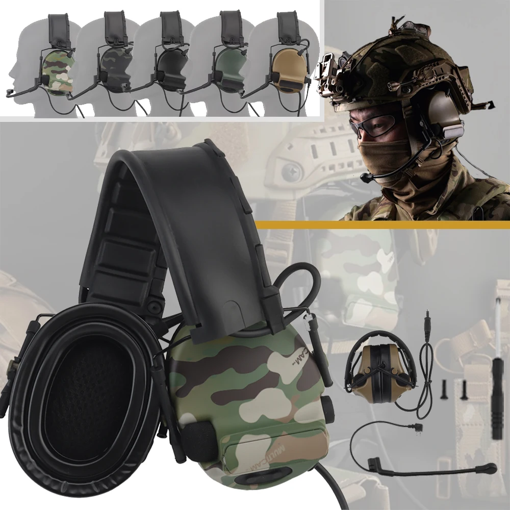 

C5 Tactical Headset Airsoft Pickup Noise Canceling Headphones Hearing Protection Earmuffs for Outdoor Communication NRR 31DB