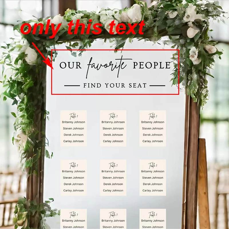 2 Pcs Our Favorite People Wedding Decal Find Your Seat Wedding Sign Stickers for Mirror Wedding Reception Vinyl Letters Stickers