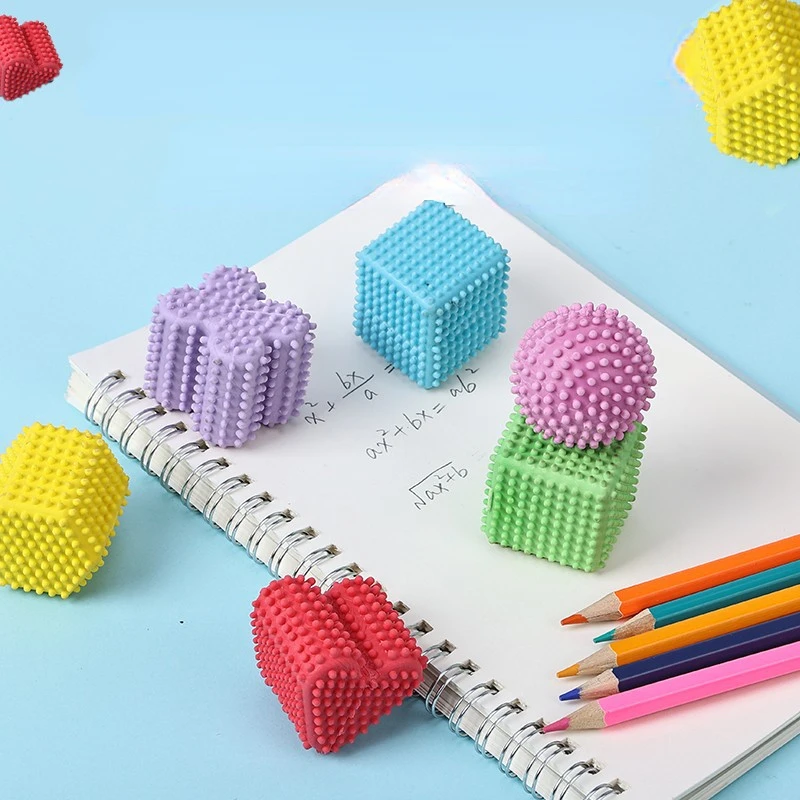 6Pieces/Boxes Polygonal Kawaii Student Stationery School Office Supplies Soft Children Erasers For Kids Pencil Eraser