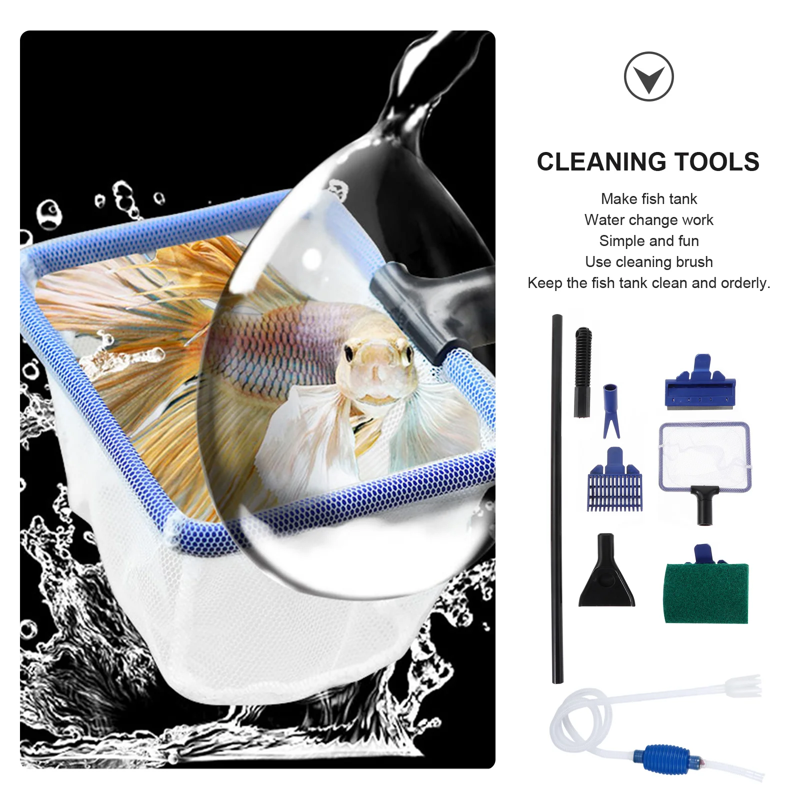 

1Set Fish Tank Cleaner Siphon Aquarium Tool Filter Net Water Changer Gravel Sand Washing Tool for Medium Small Tanks