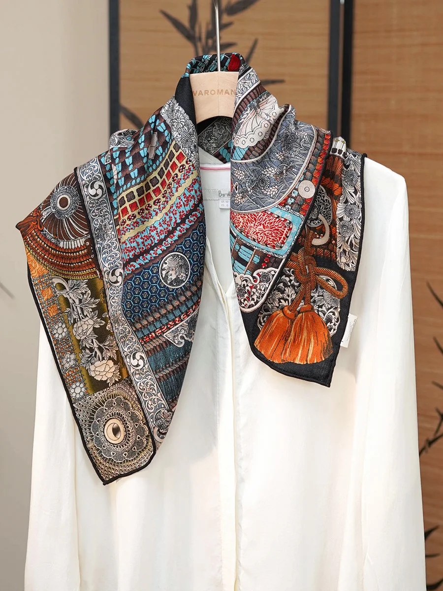 High Quality Fashion Women's Shirt Silk Scarf Hangzhou Spring and Autumn Sense Kerchief Wool All-Matching