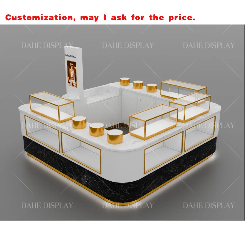 

custom.Arabic Stainless Steel Perfume Display Cabinet Mall Kiosk Perfume Bottle with Box Fragrance Kiosk