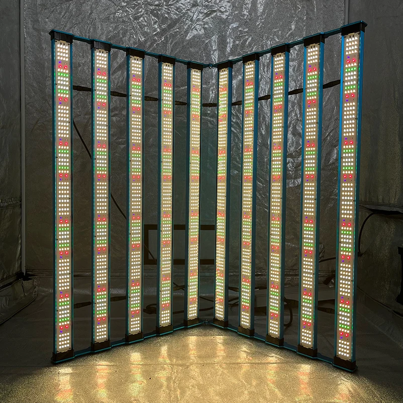 Separate Switches UV/IR, 10 Bars Rotatable 1000W LM301H Mint White+Emerald Green+660nm UV IR LED Grow Light
