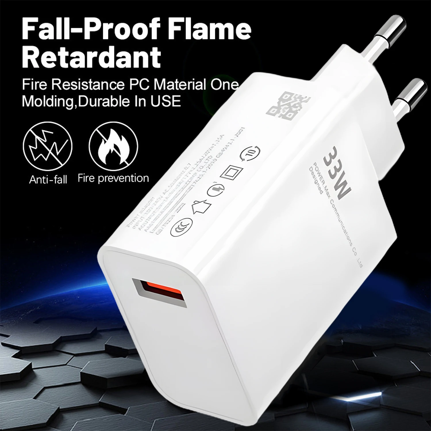 EU/US 33W Quick Charging Phone Chargers USB Type C Wall Charger Plugs for Samsung Xiaomi Redmi Huawei High-speed Phone Adapter - náhled 3