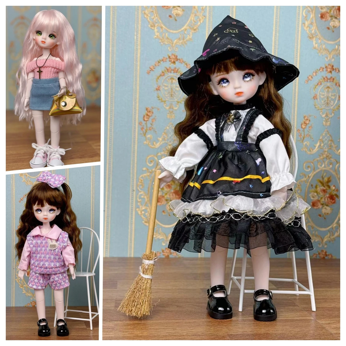 

Шарнирная кукла ручной работы 1/6, полный комплект, 28 см, кукла принцесса с 3 парными глазами, Детская кукла для девочек, подарок на день рождения (открытая голова)