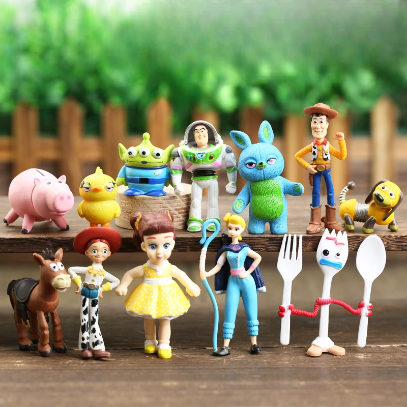 شخصيات ألعاب ديزني من كلوريد البولي فينيل ، وودي ، جيسي ، باز ليير لايت ، بولسي ، موديل ، مجموعة زخرفة سطح المكتب ، هدية عيد ميلاد ، 12 مجموعة