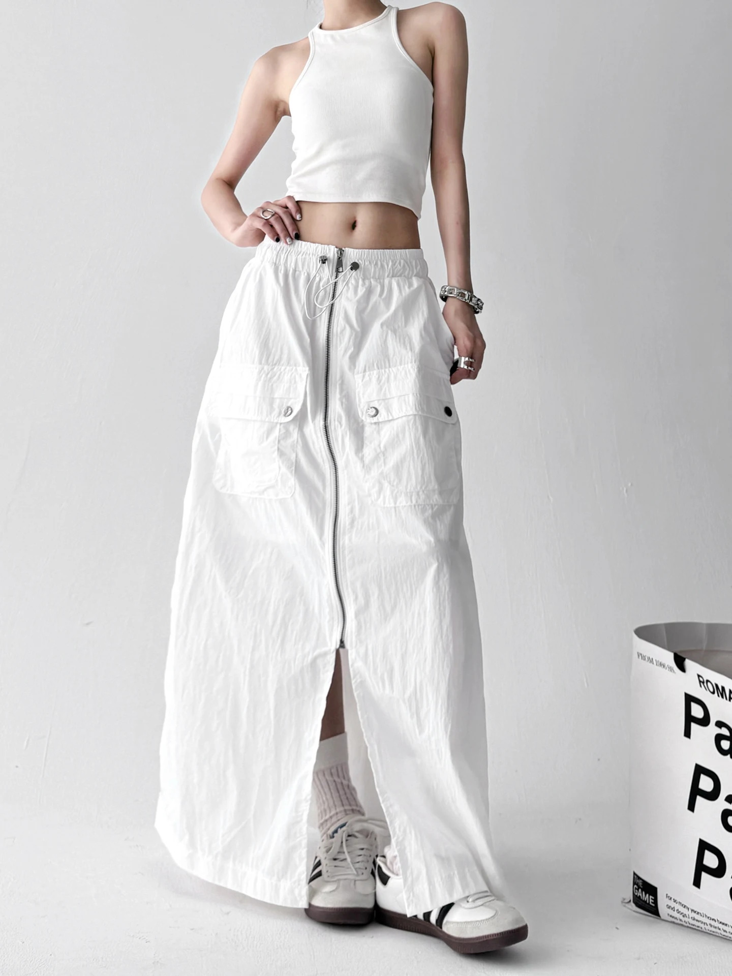 Hohe Taille A-Linie Rock Koreanische Sle Frontschlitz Arbeitskleidung Dr frauen ular Abnehmen Casual Röcke für Sommer 2025,