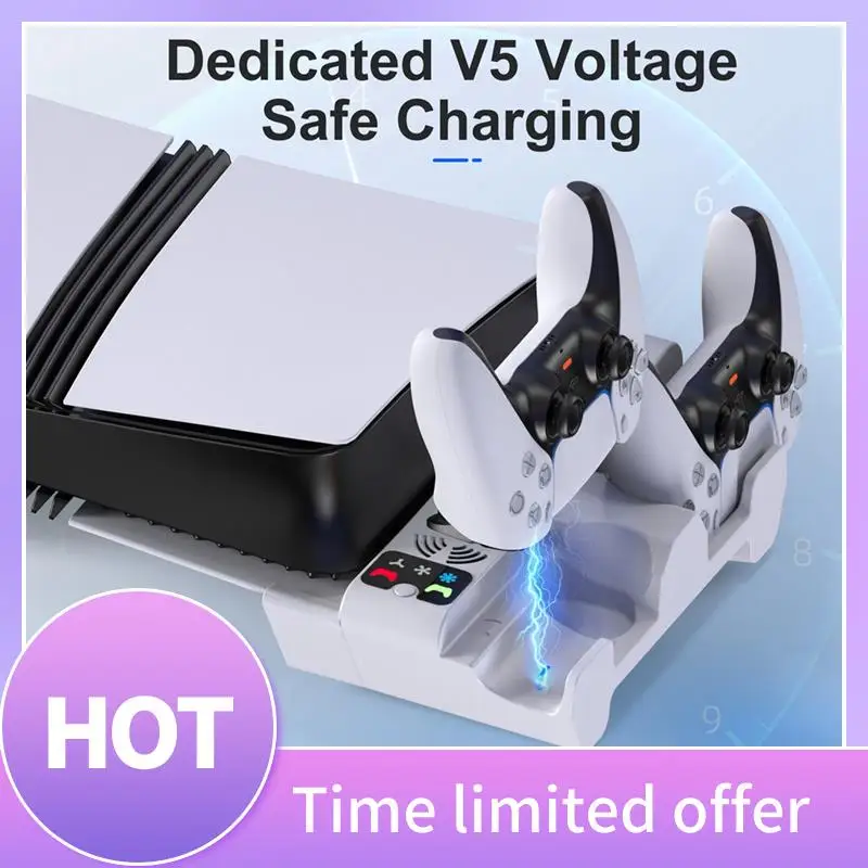 

B68A For PS5 Slim/PS5 Pro Station With 3-Level Cooling Fans Dock Stand, PS5 Accessories Controller Charging Station Holder