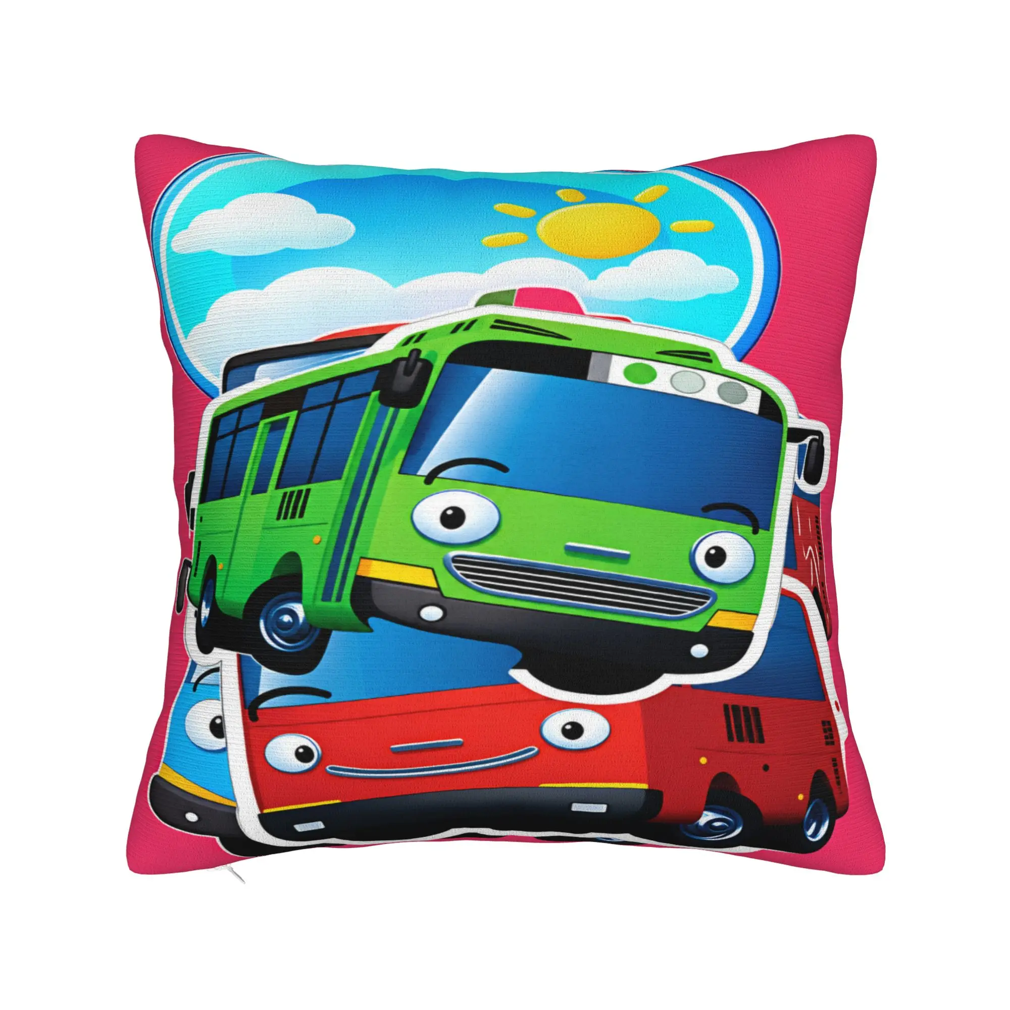 T-Tayo the L-Little Bus  Pillow Case  Kawaii Pillow Cover Graphic Pillowcases For Sofa Home Decor
