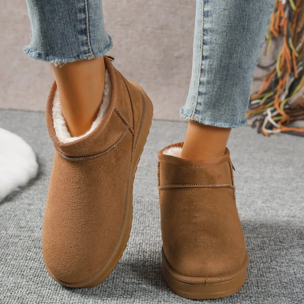 Winter Rundkopf Sexy Bequeme Warme Lässige Wanderstiefel Modische Neue Wildleder Dicksohlige Übergrößen Schneestiefel für Damen – Detail 24