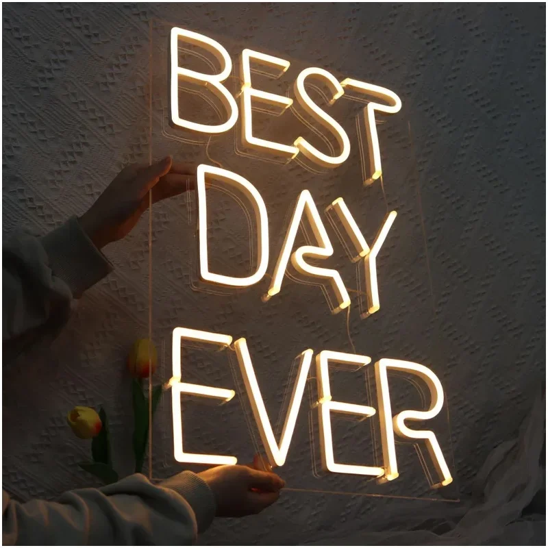 

Neon Sign Best Day Ever Led Neon Light Custom Neon Sign Aesthetic for Bedroom Home Wall Bar Party Decor Wedding Decoration Sign