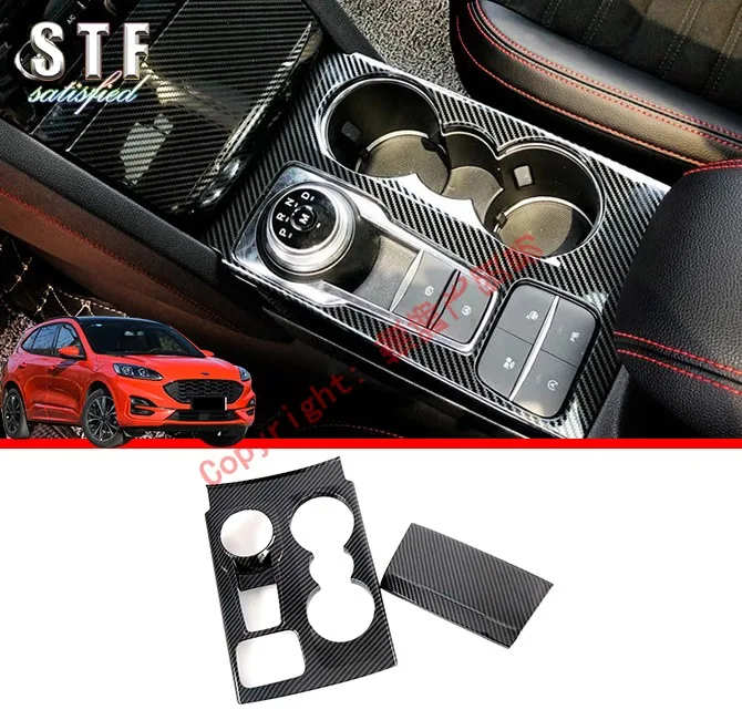 

Carbon Fiber Style Interior Gearshift Knob Cover Trim Panel For Ford Kuga Escape 2020 2021 Car Accessories Stickers
