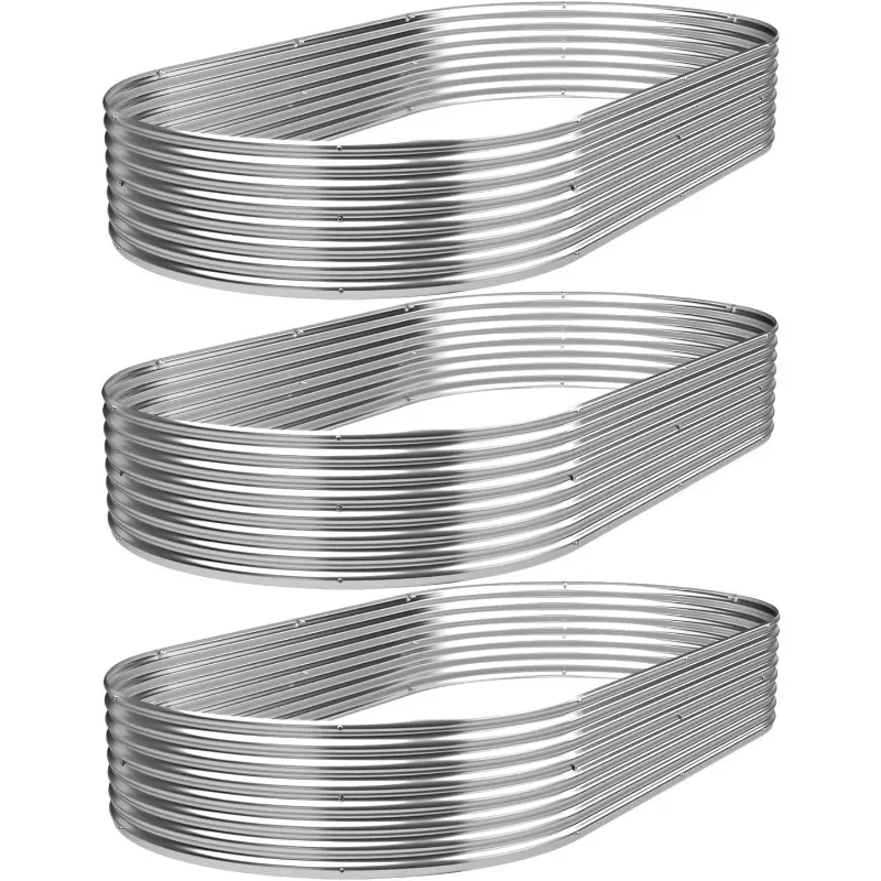

3 Pack Galvanized Raised Garden Bed Outdoor,Metal Garden Bed for Vegetables,Steel Raised Beds for Gardening