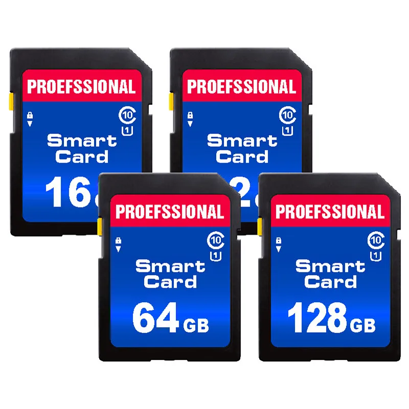 Cartão de memória profissional da câmera, cartão SD, classe 10, C10, UHS-I para câmera DSLR, 128GB, 64GB, 32GB, 16GB, 256GB, 512GB