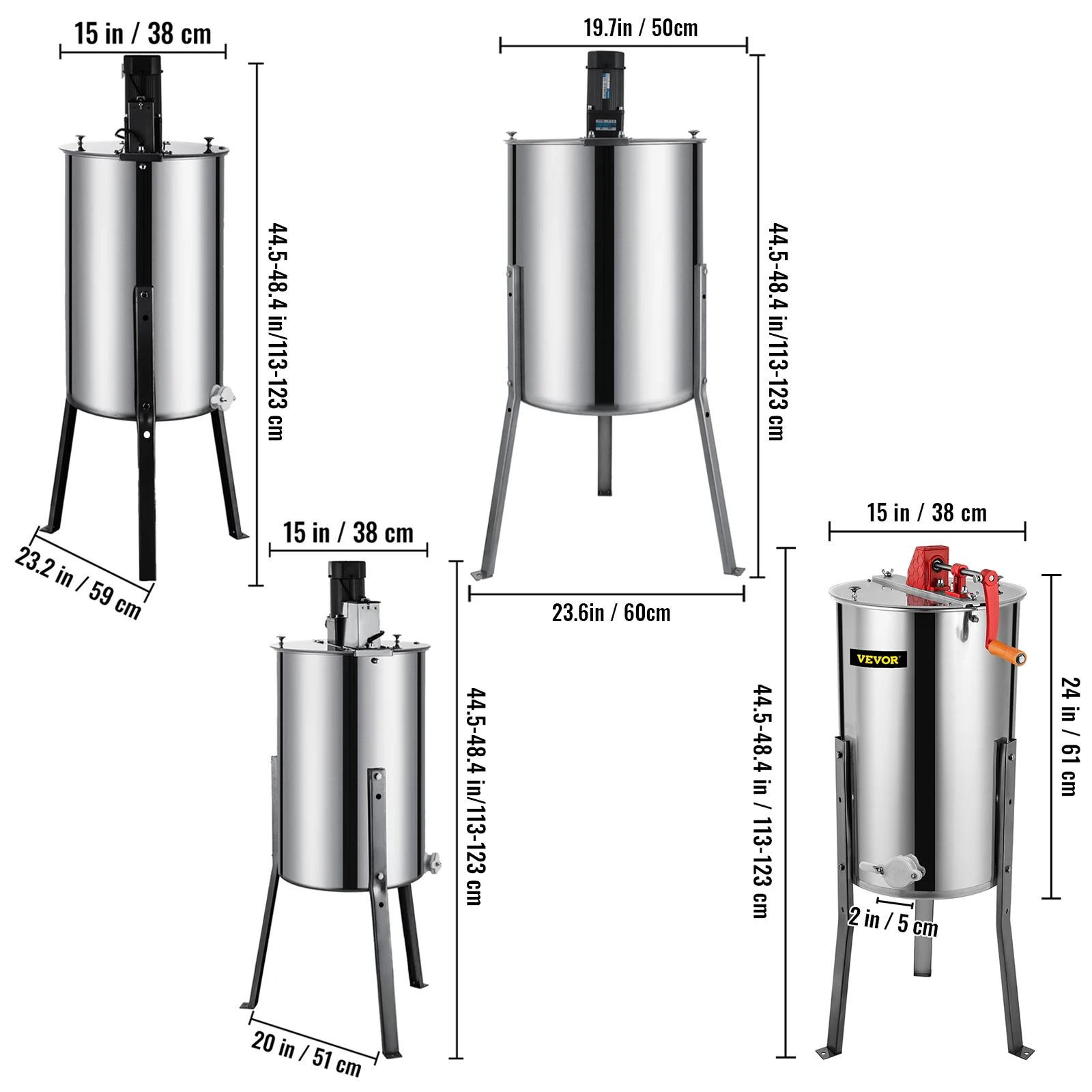 VEVOR 2 3 4 Frame Honey Extractor Electric Stainless Steel Honeycomb Spinner Crank Honey Centrifuge Beekeeping Equipment Stable