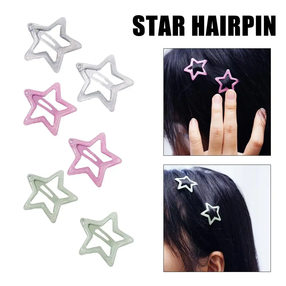 Cute Girl Star Hairpin Sweet Shinny Fine Flash Enamel Accessory Star Headwear Star Fashion Five-pointed Clip BB Side Girl M9X4