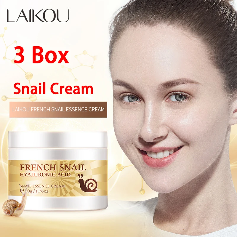 3Pcs 50g Snail Hydrate Cream Collagen Moisturizing Nourish Repair Face Smooth Bright ​Refreshing Skin Care