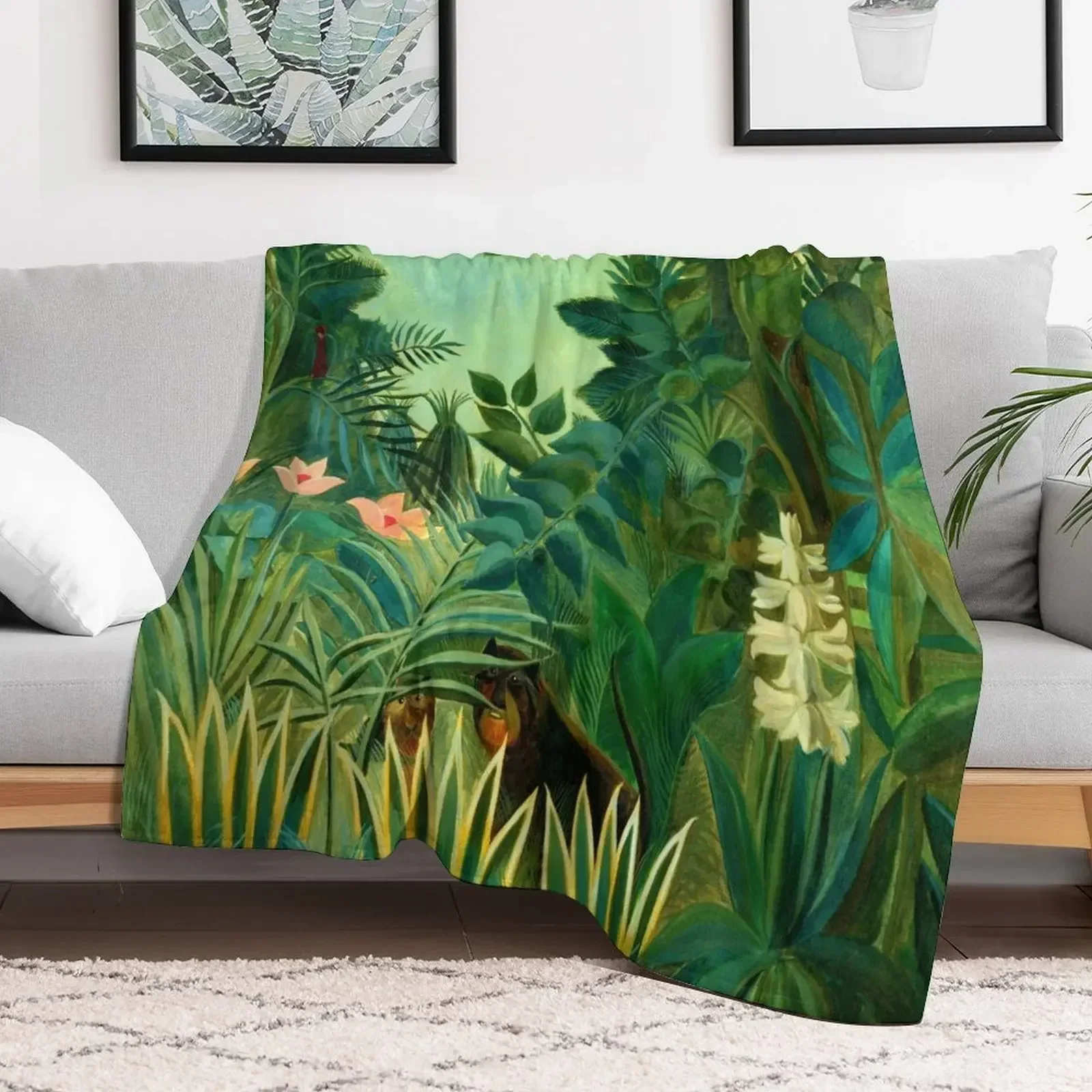 Henri Rousseau The Equatorial Jungle, 1909 Throw Blanket Soft Big Luxury Thicken Personalized Gift Blankets