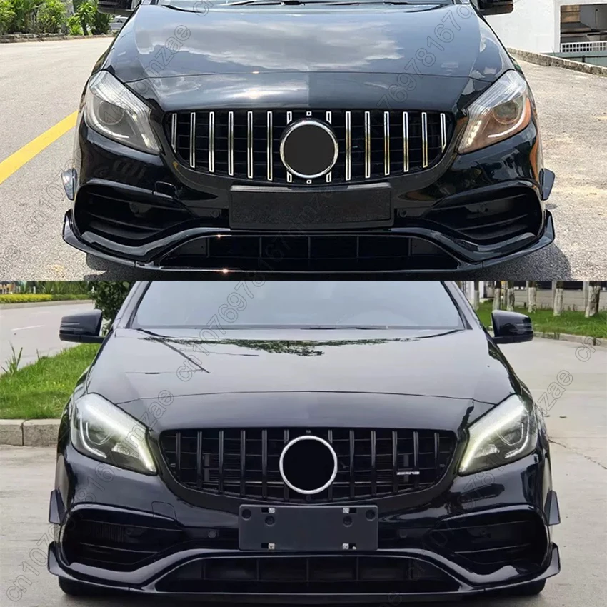 For Mercedes Benz A-Class W176 A250 A200 A45 AMG 2016-2018 GT Style Car Front Grille Bumper Grill Gloss Black Cover