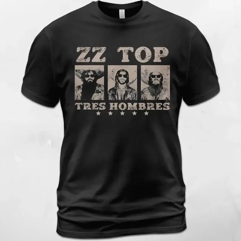 

Tres Hombres ZZ Top Jesus Just Left Chicago Rock Blues La Grange Retro T Shirt