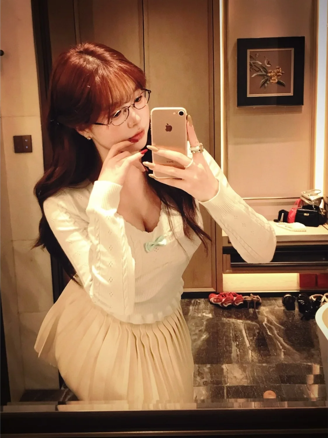 

Милый вязаный топ с V-образным вырезом и узором «Мятное желе» и плиссированная юбка для женщин, повседневная одежда, весенняя коллекция, модный стиль