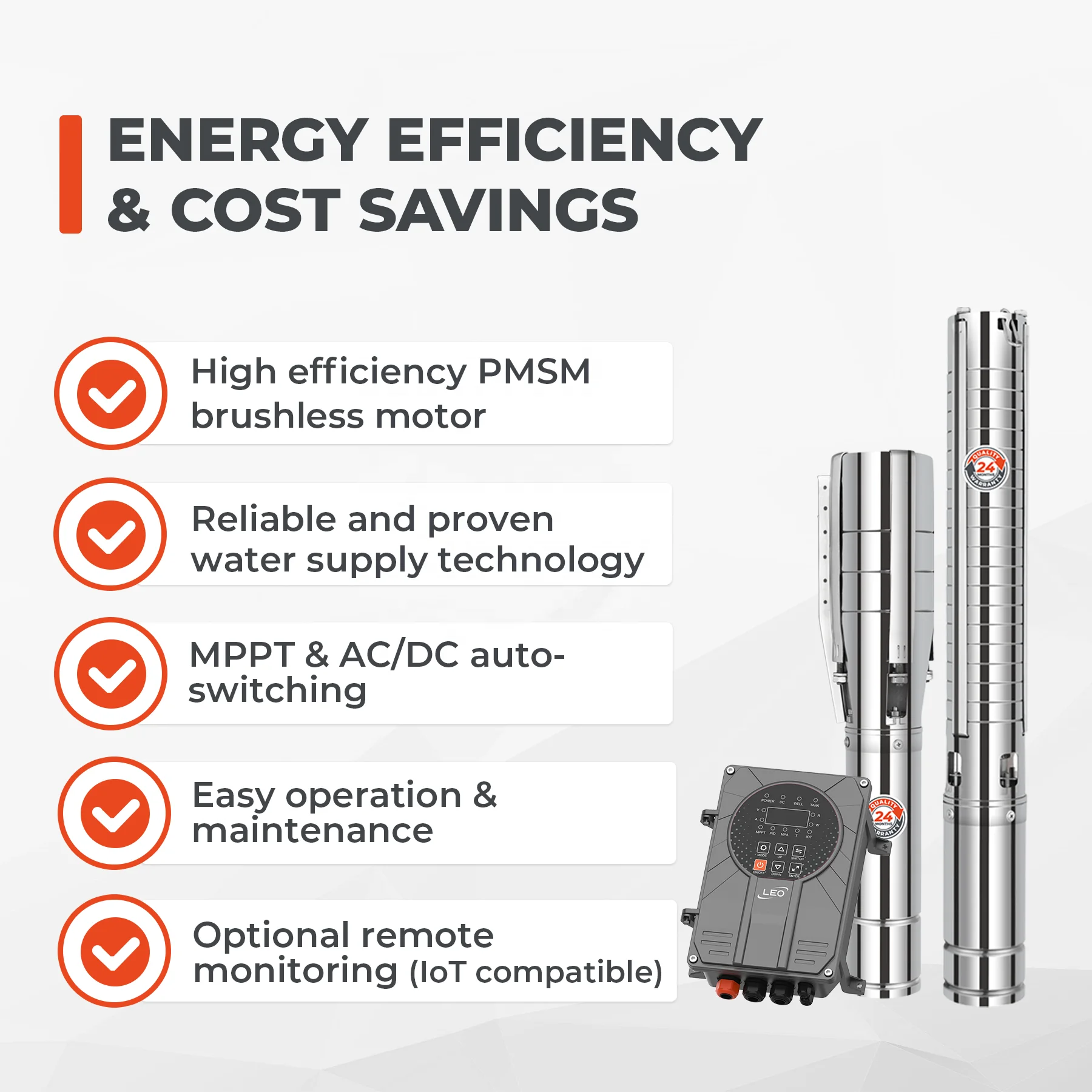 LEO LPY Solar 4 بوصة 3HP 15m3/h تدفق عالي التيار المتناوب تيار مستمر مجموعة مضخة بئر غاطسة مضخة مياه الآبار العميقة لإمدادات المياه المستمرة