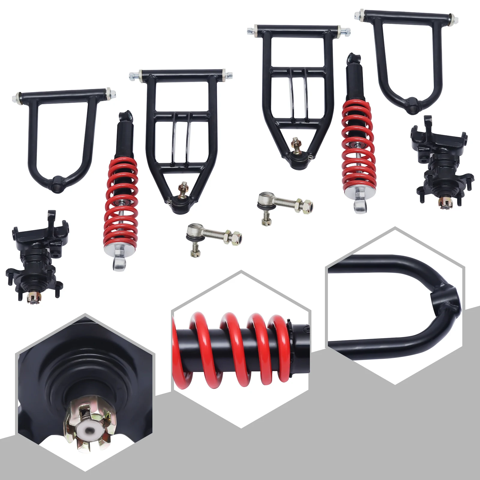 Kit de braço oscilante de suspensão dianteira para ATV/Go-Kart - conjunto de braço oscilante superior e inferior com amortecedor, substituição direta