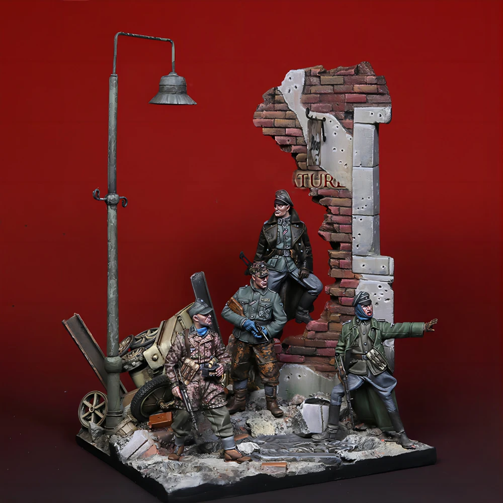 1/35 Resin Model Figure Kits GK , Four People,Including Scene,Military Theme,Unassembled And Unpainted,356J