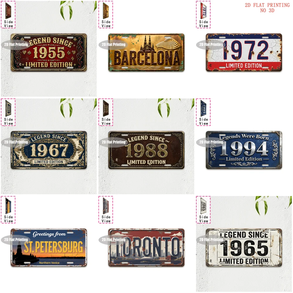 Tin Sign - Vintage Durable Metal Plaque Wall Decor, Home Office Bar Man Cave Global City Birth Year Retro License Plate Wall A