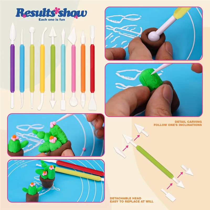 

A25F-& Pottery Tool Set(40 Pieces)-Complete Kit With Sculpting, Embossing, And Crafting Tools For Polymer Clay, Air Dry