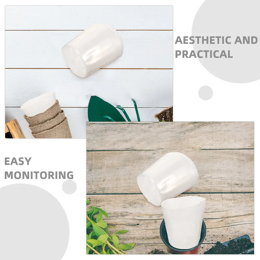 10Pcs Flower Pot Liners Transparent Plastic Nursery Pots Breathable for Indoor Outdoor Gardening Succulent Orchid