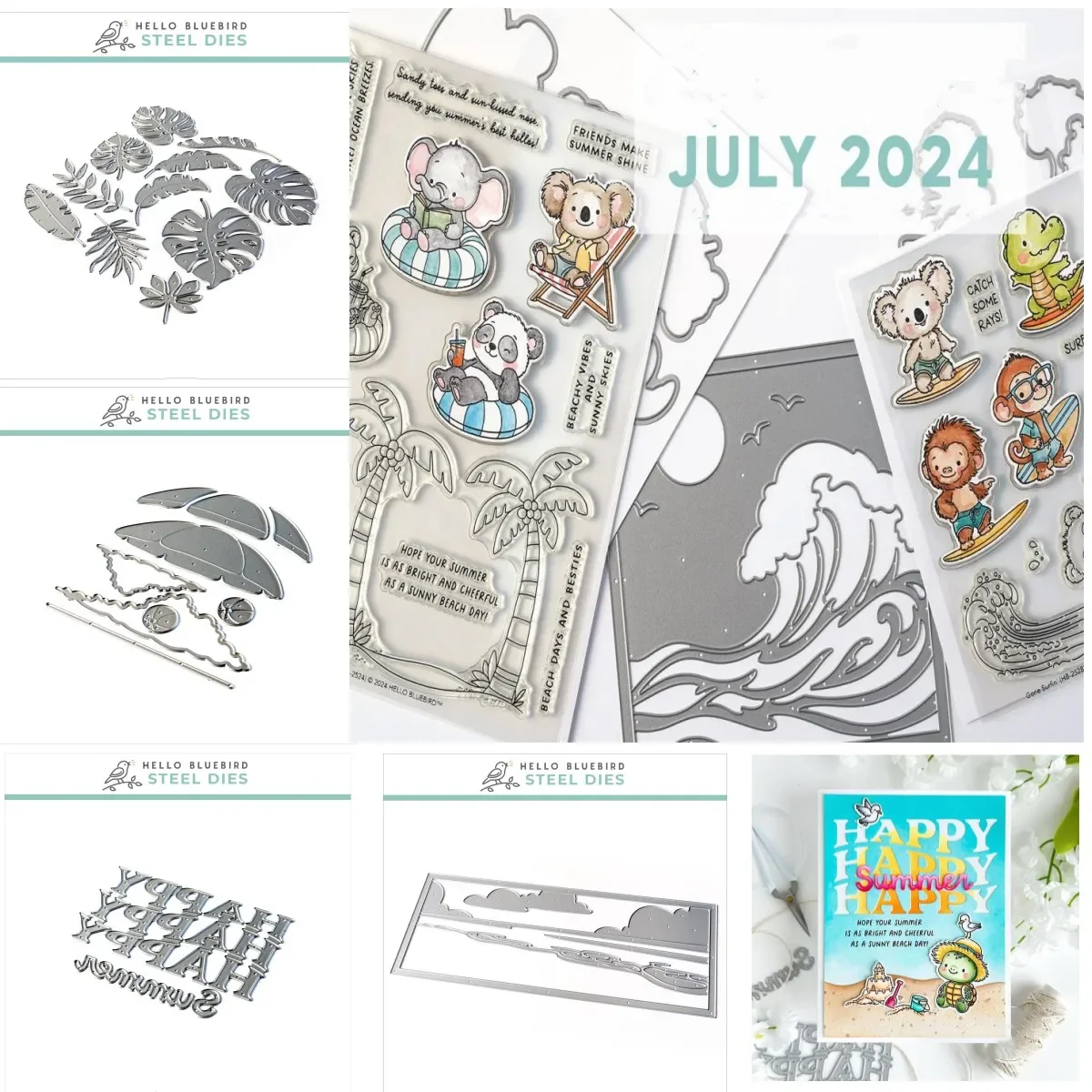New Summer Beach Wave Leaves Beach Clear Stamps Metal Cutting Dies Stencil for DIY Making Card Scrapbook Paper Album Craft 2024