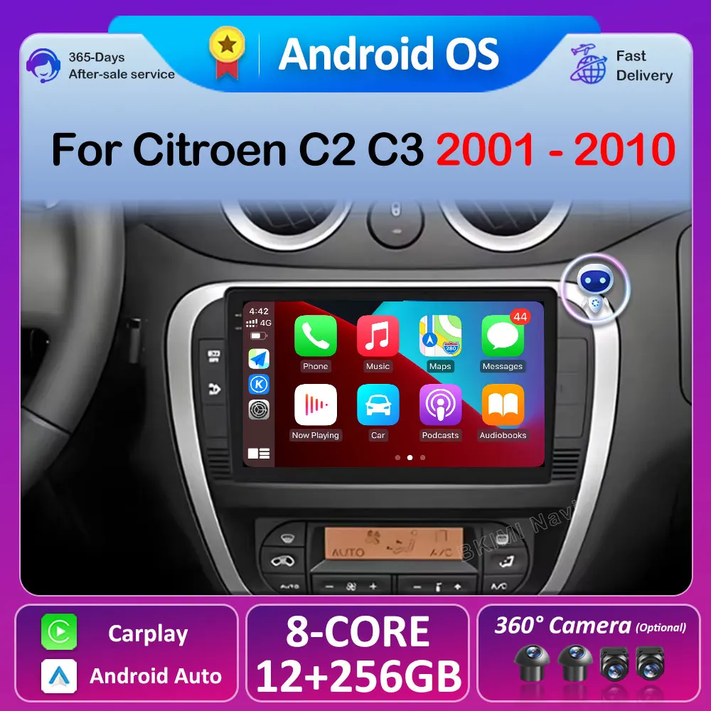 Smart Syetem GPS Navigarion For Citroen C2 C3 2001 2002 2003 2004 - 2010 Android 16 Wireless Carplay Cooling fan Blurtooth WIFI