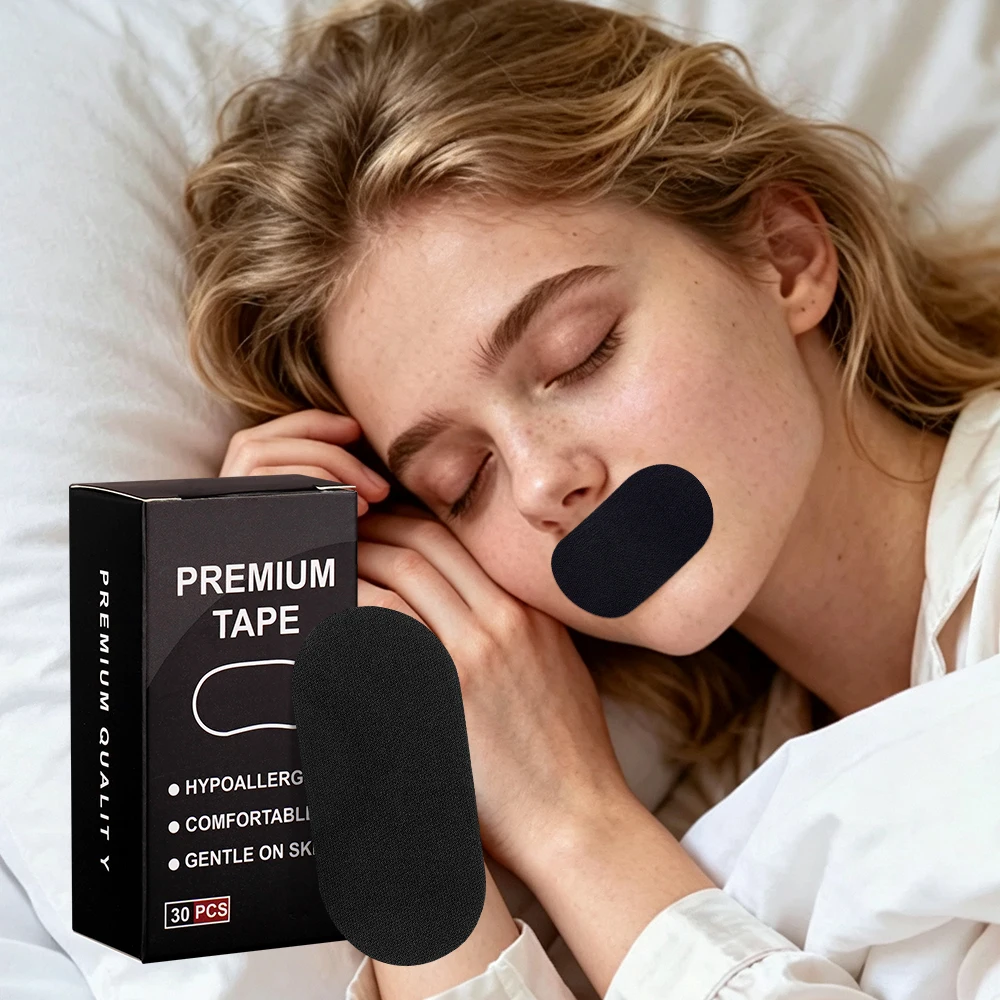 30pcs Mouth Tape for Sleeping Anti Open Mouth Breathing Tape Skin Friendly Breathable Sleep Aid Tape Polyester Patch