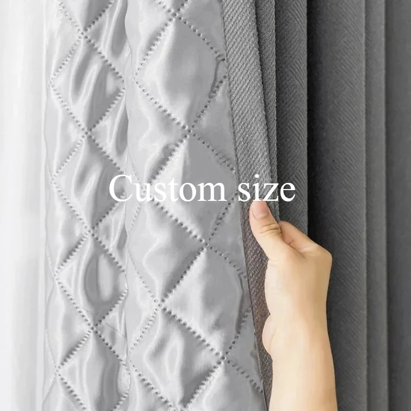 

Custom Size Fashion Luxury European Soundproof Cotton Linen Blackout Thickened Curtains for Living Room Bedroom Dining