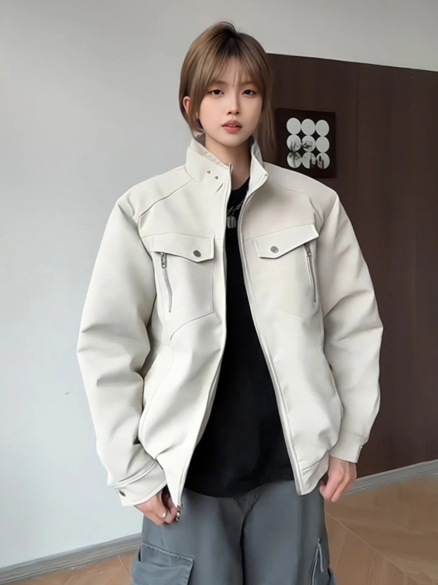 

Мужская кожаная куртка Cleanfit American High Street в стиле рабочей одежды, цвет хаки, для подростков