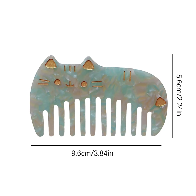 Cute Cat Acetate Hair Combs Wide Large Tooth Pocket Hair Comb Hair Brush Anti-static Hairdressing Tools