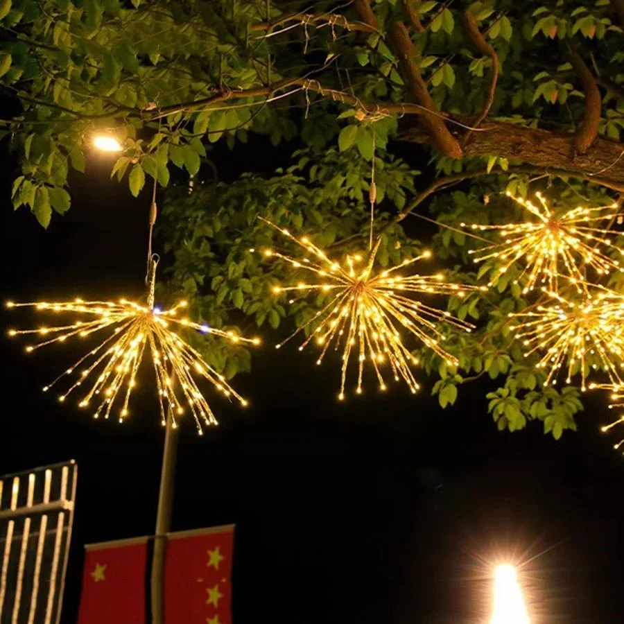 

1PC High Brigtness Christmas Tree Hanging Firework Light 88 LED Outdoor Starburst Lights LED Copper Wire Fireworks Fairy Light