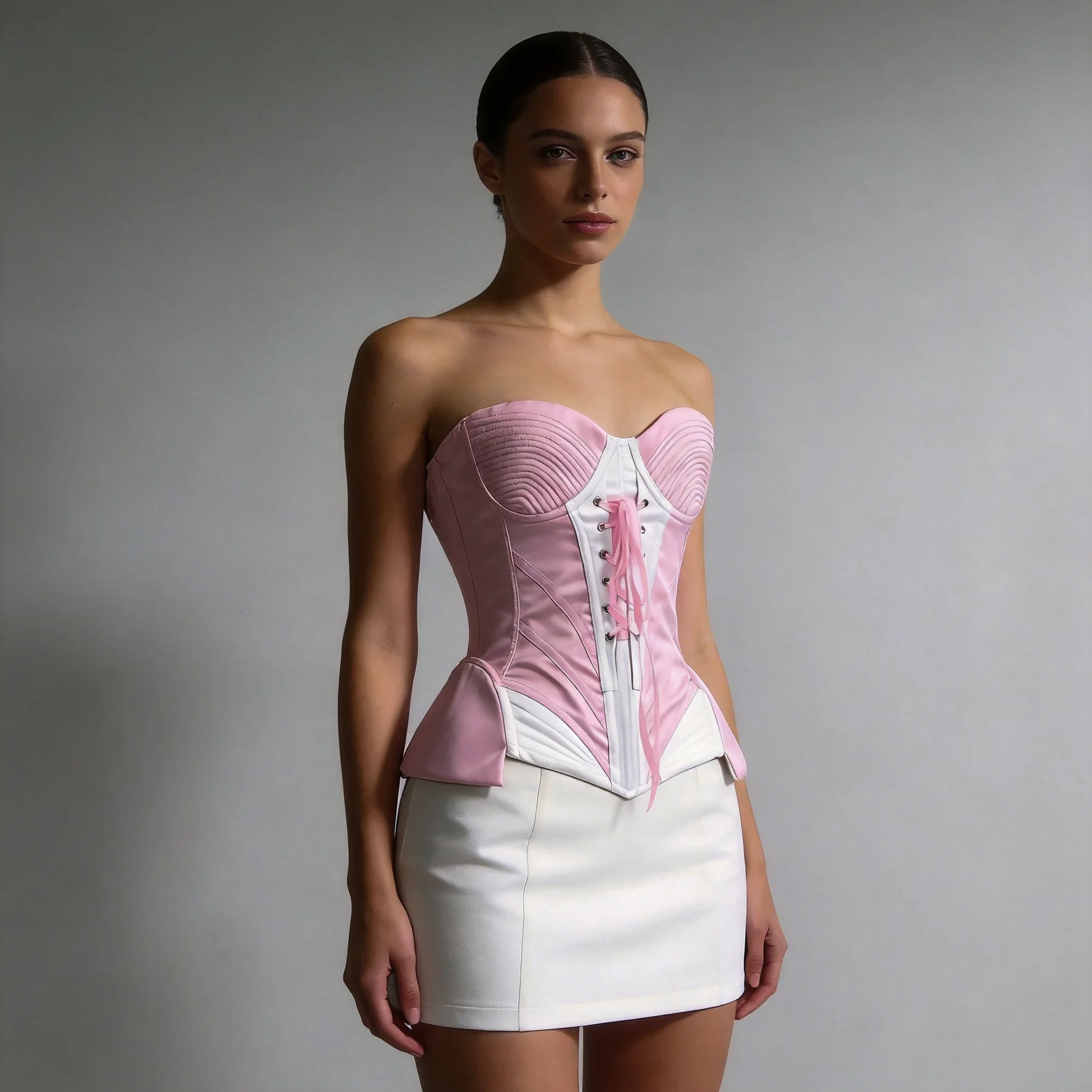 Women Luxury Strapless Wedding Satin Corset Bustier With Cups Double Layer Steel Boned Lace Up Shaping Bodice